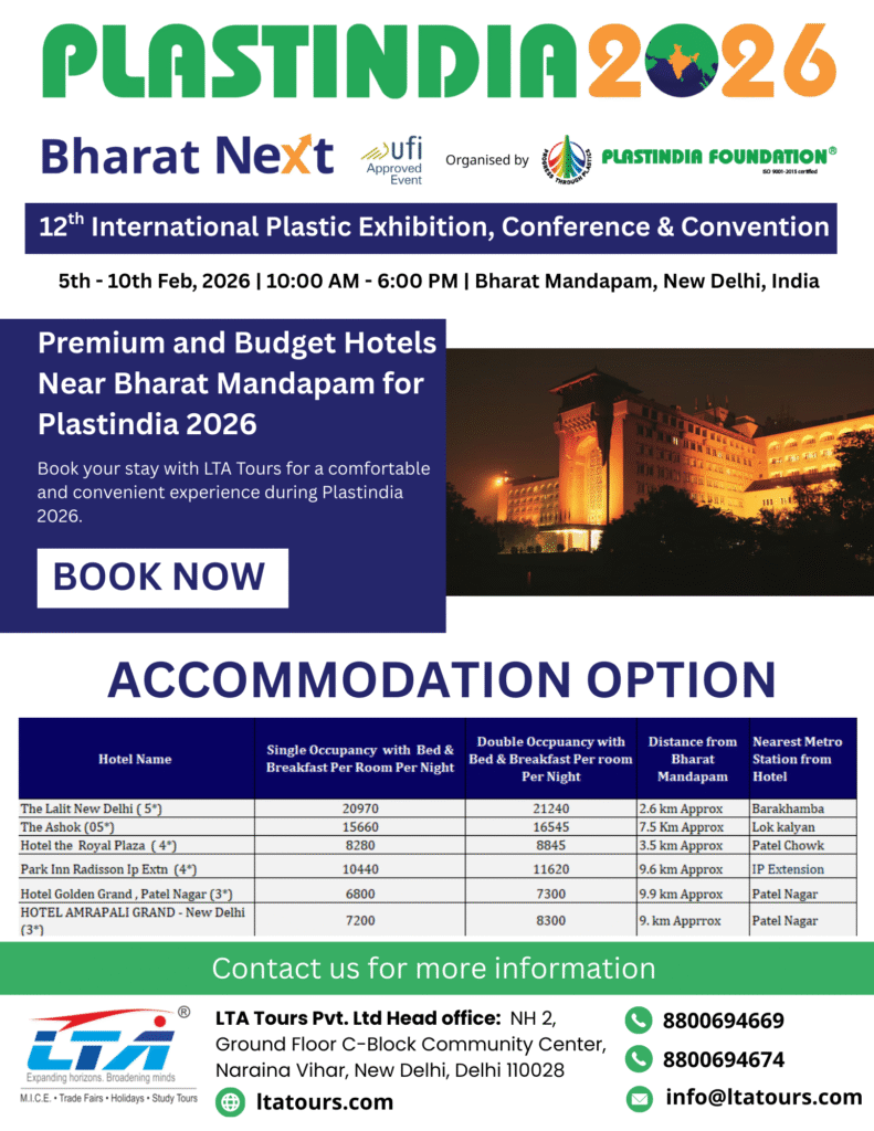 Premium and Budget Hotels Near Bharat Mandapam for Plastindia 2026